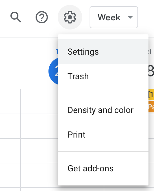 Google Calendar settings